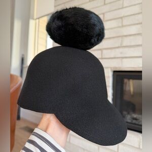 Kate Spade Black Wool Pom Pom Hat